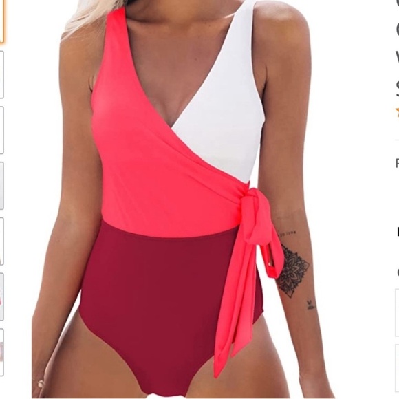 NWOT Cupshe color block side tie one piece swimsuit - Picture 1 of 8